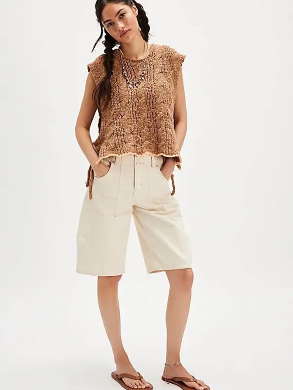 Free People Arlo Knit Tank Top Brown Size Small